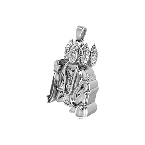 Panchmukhi Hanuman Locket Silver For Men without Chain | Bajrangbali ...
