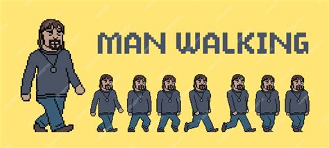 Pixel art design character man walkinwalking illustration game sprite ...