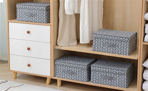 HomeStorie Canvas Storage Boxes for Clothes with Lid, Pack of 1 ...