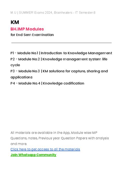 KM IT Sem8 Module Priority - M | SUMMER Exams 2024, Brainheaters - IT ...