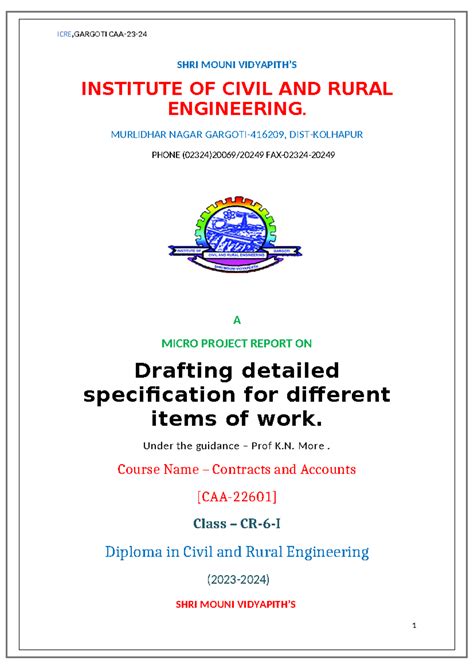 Caa - Hgy - SHRI MOUNI VIDYAPITH’S INSTITUTE OF CIVIL AND RURAL ...