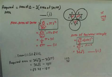 three equal circles,each of radii 6cm touch one another.find the area ...