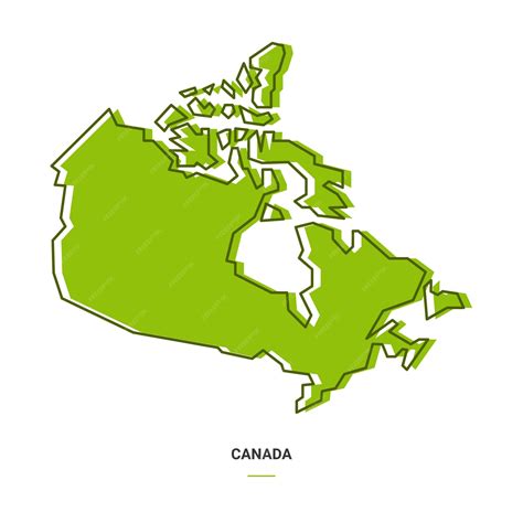 Premium Vector | Canada Outline Map with Green Colour Modern Simple Line Cartoon Design