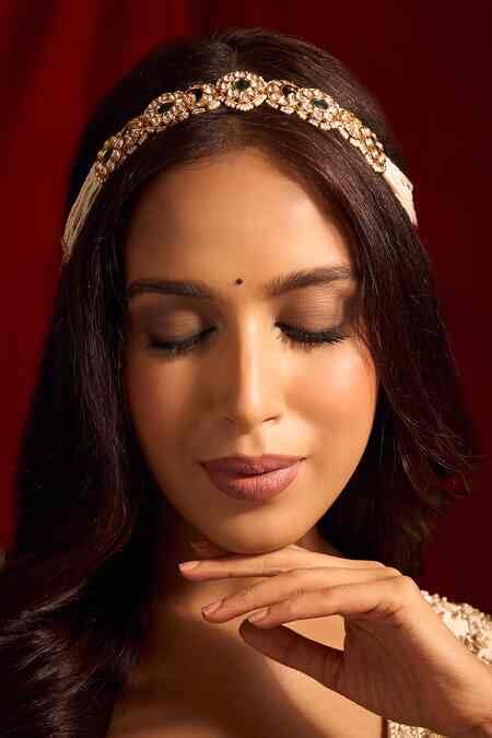 Buy Green Kundan Brass Mathapatti by Samyukta Singhania Online at Aza ...