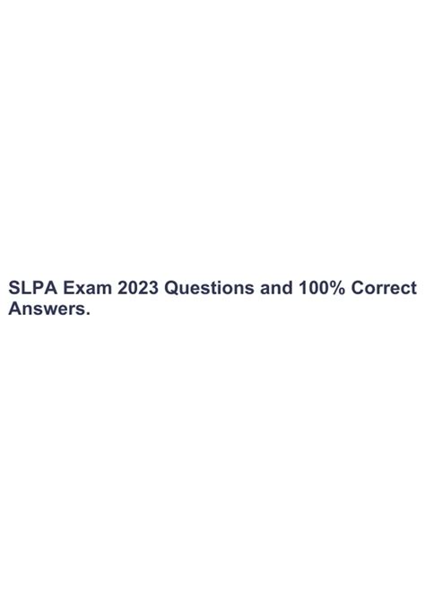 SLPA Certification Exam 2023 Answered 100% Correct, SLPA 4784 FINAL ...