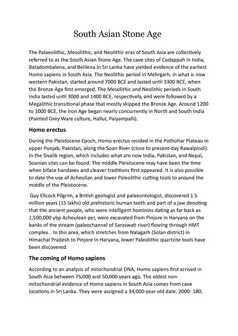 South Asian Stone Age - Ifah - South Asian Stone Age The Palaeolithic ...