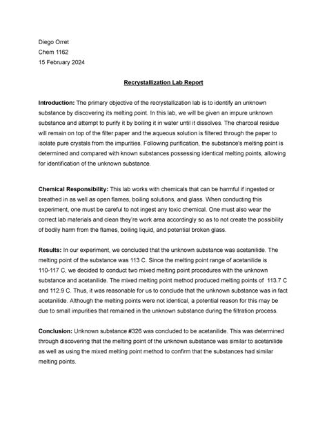 Image result for Purification by Recrystallization Lab Report