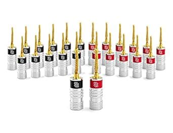 Sewell SilverbackSL Gold Pin Banana Plugs for Spring-Loaded Inputs, 12 ...