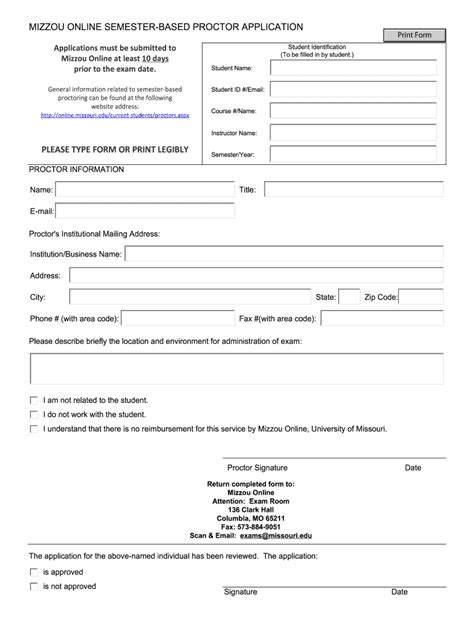 Mizzou Online Semester-Based Proctor Application Form - Fill Online ...