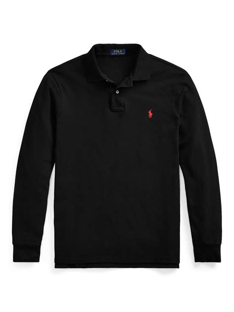 Polo Ralph Lauren Custom Slim Fit Long Sleeve Polo Shirt, Polo Black