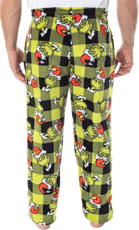 Buy Dr. Seuss Men's The Grinch Sneaky Face Fleece Plush Pajama Pants ...