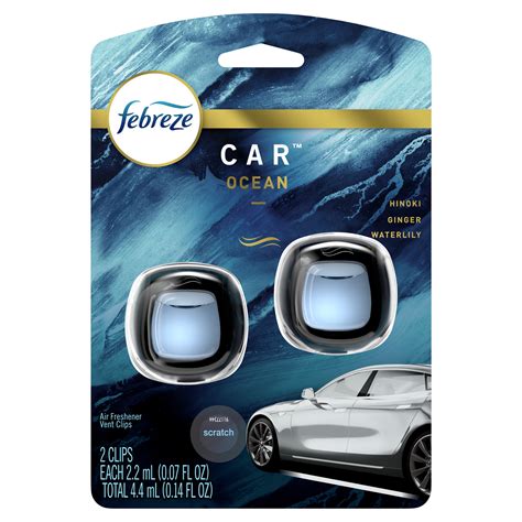 Febreze Car Odor Eliminating Air Freshener Vent Clips, Ocean, 2 Count ...