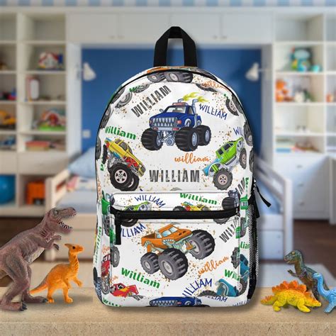 Personalized Monster Truck Backpack, Custom Name Gift for Toddler Boy ...