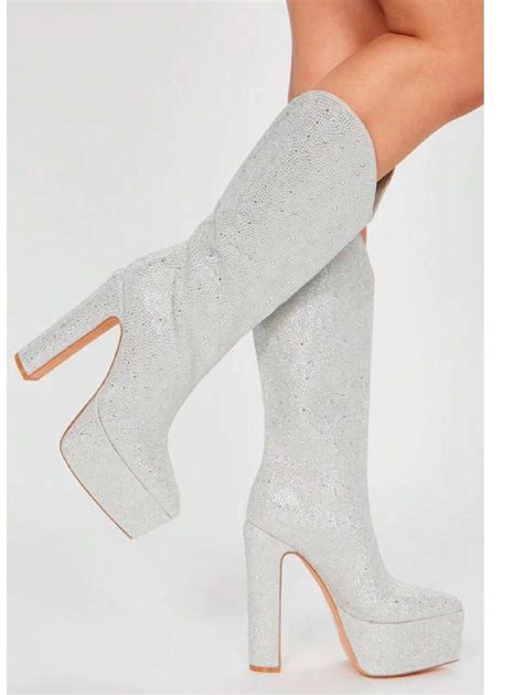 So Me Amelea Rhinestone Platform Women's Knee High Boot Elegant ...