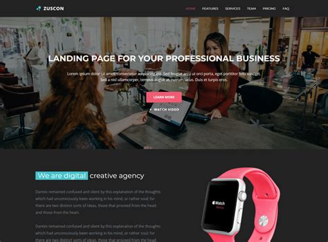 Zuscon - Responsive Multipurpose Landing Page Template | Themesdesign