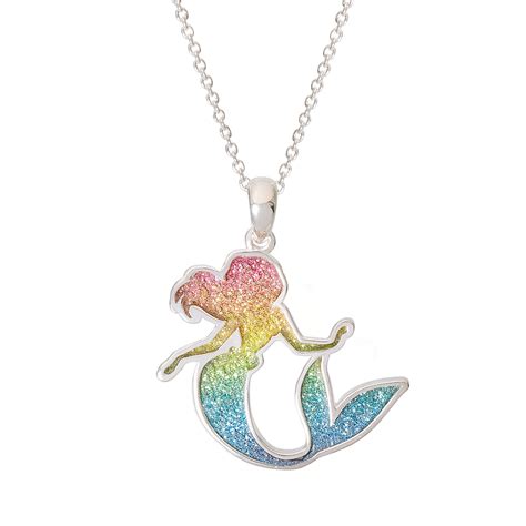 Buy Disney The Little Mermaid Girls Silver Plated Glitter Ariel Pendant ...