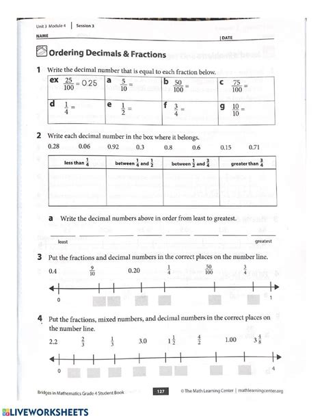 Image result for Fractions Decimals Number Line Worksheet