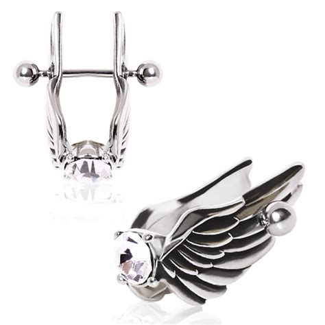 Buy Feathered Angel Wings with Gem Cartilage Earring 316L Surgical ...