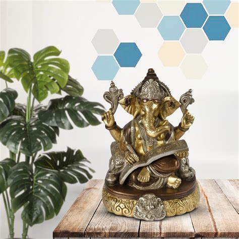 Buy Kartique Brass Ganesha Reading Book Idol for Home Décor, Gift ...