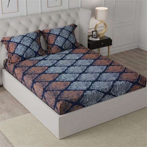 Buy Cloth Fusion Elastic Fitted Queen Size Bed Sheet with 2 Pillow ...