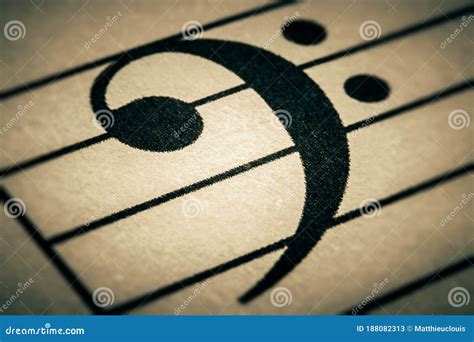 Bass Clef Symbol on a Musical Chart or Partition or Part Macro Close-up ...