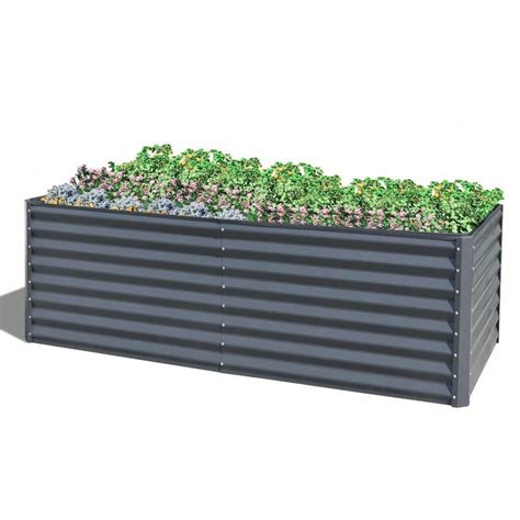 Large 8x4x2 Ft Galvanized Raised Garden Bed - Durable Outdoor Planter ...