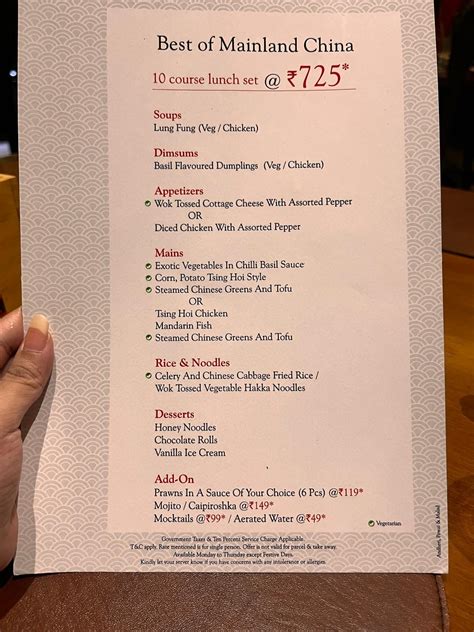 Menu at Mainland China, Powai, Mumbai, 1st Floor