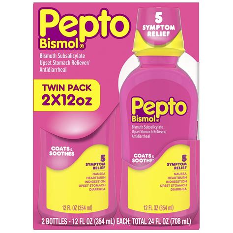Pepto-Bismol Fast 5-Symptom Stomach Relief Liquid Medicine Original ...