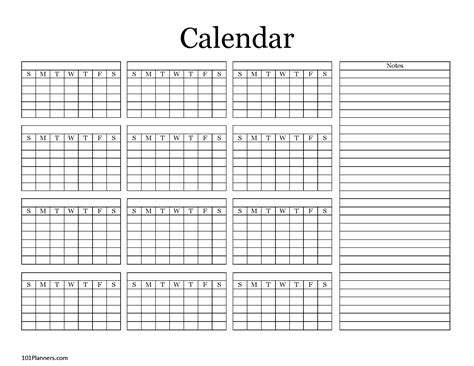 Free Printable Blank Yearly Calendar 2024 - Printables for Everyone