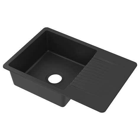 Buy KILSVIKEN inset kitchen sink, 1 bowl sink with drainboard, black ...