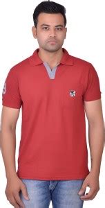 La Milano Solid Men Polo Neck Maroon T-Shirt - Buy La Milano Solid Men ...