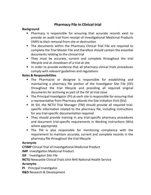 Role and responsibilities of sponsor - Role and responsibilities of ...