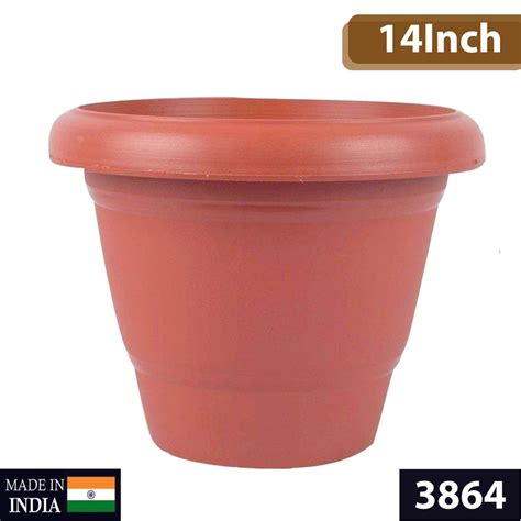 3864 Garden Heavy Plastic Planter Pot/Gamla - 14Inch (Brown, Pack of 1 ...