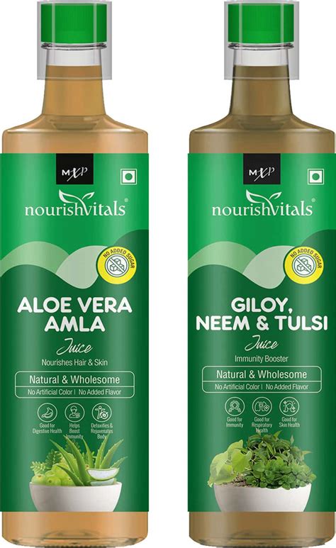Buy NOURISHVITALS ALOE VERA AMLA JUICE GILOY NEEM & TULSI JUICE ...