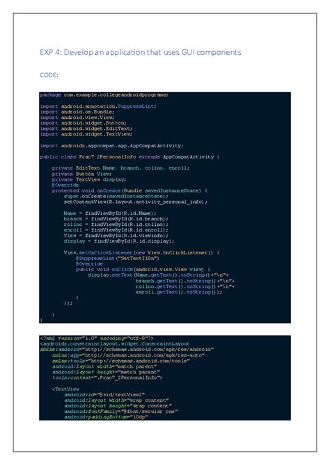 MC EXP 4 merged - MC EXP 4 - EXP 4: Develop an application that uses ...