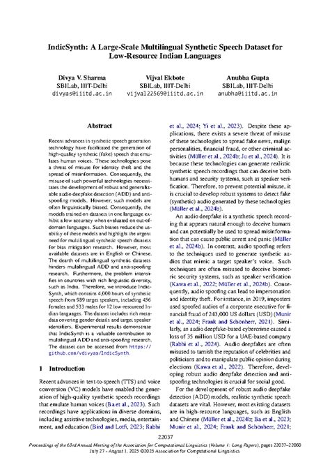 IndicSynth: A Multilingual Synthetic Speech Dataset for Indian ...