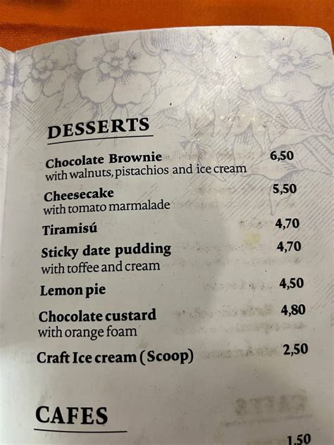 Menu at Mercado Diecisiete restaurant, Costa Teguise