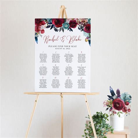 Wedding Reception Seating Chart Poster Template