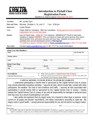 Fillable Online Registration Form Flyball Intro Class Fax Email Print ...
