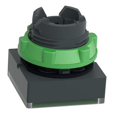 ZB5CH333 - green square flush illuminated pushbutton head Ø22 push-push ...