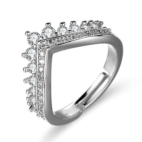 Buy Jewels Galaxy Silver Plated American Diamond Studded V Shape ...