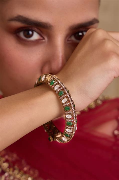 Manaswini Green Polki Bangle – Paisley Pop Shop