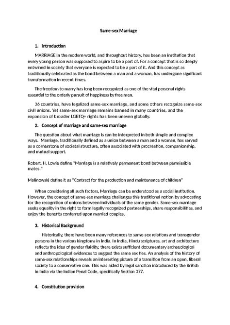 Same-sex Marriage Essay - Same-sex Marriage Introduction MARRIAGE in ...