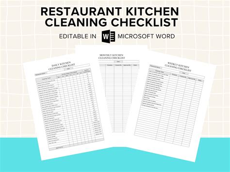 Restaurant Kitchen Checklist 的图像结果