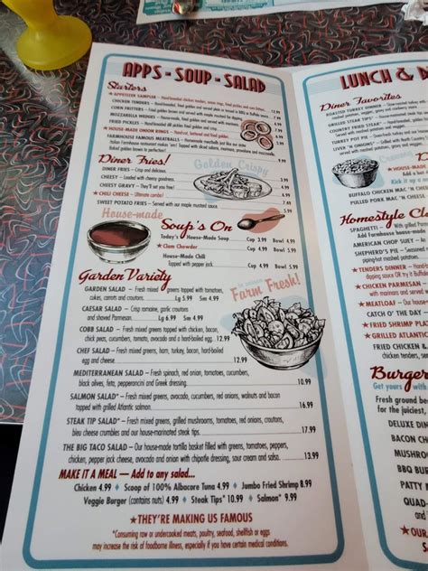 Menu at Tilt'n Diner cafe, Tilton