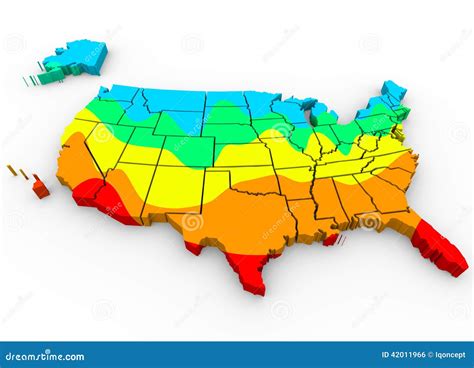 United States America Map Average Temperatures Hottest Coldest R Stock ...