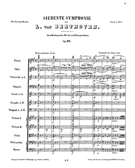 Beethoven, Ludwig van - Symphony No.7, Op.92 (complete) for Orchestra ...