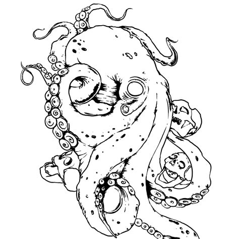 Realistic Octopus Outline