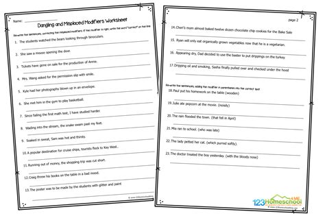 Image result for Identifying Modifiers Worksheet