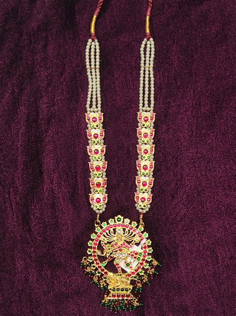Natrajar Lotus Long Haram | Original Temple Jewellery – shanthitailors